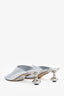Loewe Silver Metallic Leather Toy Mules Size 38