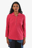 Polo Burberry en coton rose foncé à manches longues, taille M
