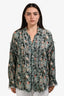 R13 Light Blue Floral Print Shredded Seam Ruffle Button Down Long Sleeve Shirt Size S