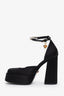 Versace Black Satin Medusa Aevitas Platform Heels Size 38.5