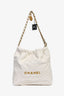 Pre-loved Chanel™ White Lambskin 22 Medium Hobo Bag with Pouch