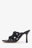 Bottega Veneta Black Braided Stretch Mule Heeled Sandals Size 36.5