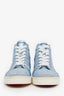 Christian Louboutin Blue Metallic Leather Crystal Louis High-Top Sneakers Size 37