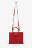 Balenciaga Red Calfskin Leather Mini Papier A4 Magnet Tote Bag with Strap
