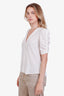 Veronica Beard Cream Silk 3/4 Sleeve Ruffle Button Down Blouse Size 4