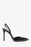 Alexander Wang Black Satin Studded Slingback Heels Size 41