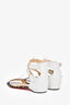 Christian Louboutin White/Black Leather Ankle Strap Sandals Size 39