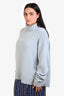 Jil Sander Blue Cashmere Knit Split Neck Turtleneck Sweater Size 40