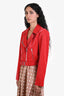 Cinq a Sept Red Vegan Leather Zoe Moto Jacket Size M
