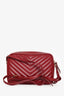 Saint Laurent Red Leather Lou Crossbody Camera Bag