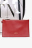 Valentino Garavani Black/Clear Leather and PVC 'Grande Plage' VLTN Logo Print Tote with Red Pouch