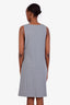 Brunello Cucinelli Grey Cotton Draped Sleeveless Midi Dress Size XL