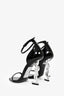 Saint Laurent Black/Silver Patent Leather Opyum High Heels Size 37