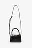 By Far Black Croc Embossed Leather Mini Top Handle