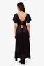 Maje Black Satin Ruffled Maxi Dress Size 36