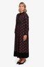 Alexander McQueen McQ Black Red Floral Silk Velvet Trimmed Midi Dress Size 44