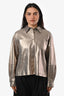 Veste en daim de chèvre métallisé argenté Lafayette 148, taille L