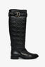 Christian Dior Black Cannage Leather Riding Boots Size 38