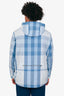Burberry Blue Nylon Checked Quarter Zip Jacket Size M Mens