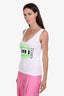 Gucci White/Green Cotton Ribbed Logo Tank Top Size XXS