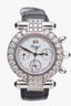 Chopard 18K White Gold Diamond Set Imperiale Chronograph Quartz Movement Watch With Black Crocodile Strap
