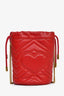 Gucci Red Calfskin Matelasse Mini GG Marmont Bucket Bag