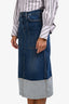 Ba&sh Blue Denim Two Tone Slit Midi Skirt Size 36