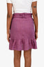 Isabel Marant Etoile Purple Linen Mini Ruffle Wrap Skirt Size 38