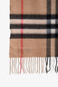 Burberry Beige Novacheck Cashmere Fringe Scarf