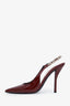 Gucci Red Patent Chain-Embellished Signoria Slingback Pumps Size 38