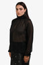 L'Agence Black Sheer Polka Dot Long Sleeve Blouse Estimated Size M