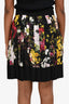 Dolce & Gabbana Black/Multicolour Silk Floral Print Pleated Skirt Size 42