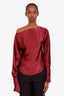 Christopher Esber Burgundy Boat Neck Silk Long Sleeve Shirt Size 8