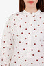Ganni White Polka Dot Print Poplin Long Sleeve Midi Dress Size 40