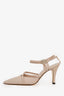 Pre-loved Chanel™ Beige Leather CC Ankle Strap Pumps Sandals Size 37.5