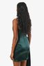 Katie May Emerald Green Print Satin Strapless Mini Dress with Drape Size M