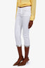Love Moschino White Cotton Beaded Hem Capri Pants Size 27