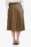 Theory Khaki Workwear Wrap Midi Skirt Size S