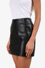 Miu Miu 2024 Black Calfskin Leather Logo Mini Skirt Size 36
