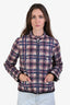 Pre-loved Chanel™ Beige/Blue Plaid Hooded Puffer Jacket Size 36
