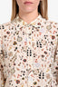 Frame Cream Floral Pattern Silk Ruffled Cuff Shirt Size M