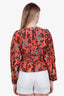 Ulla Johnson Orange Patterned Silk Long Sleeve Peplum Blouse Size 4