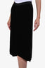 Isabel Marant Black Silk Blend Velvet Elastic Waistband Midi Skirt Size 34