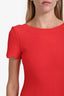 Alaïa Red Knit Short Sleeve Flared Long Dress Size 40