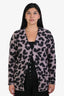Saint Laurent Pink Mohair Blend Heart Print Cardigan Size XS