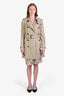 Burberry Tan 'The Kensington' Belted Midi Trench Coat Size 12
