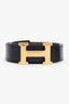 Hermès Black/Brown Reversible Leather Gold H Belt Size 75