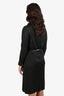 Gucci Dark Grey High Neck Long Sleeve Midi Dress Size L With Horsebit Leather Belt