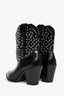 The Kooples Black Leather Silver Stud Western Boots Size 38