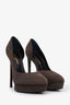 Saint Laurent Brown Suede Pointed-toe Platform Pumps Size 36